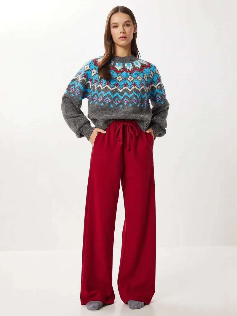 السعادة في إسطنبول ISTANBUL Wide Leg Jogger Pants with Drawstring Closure