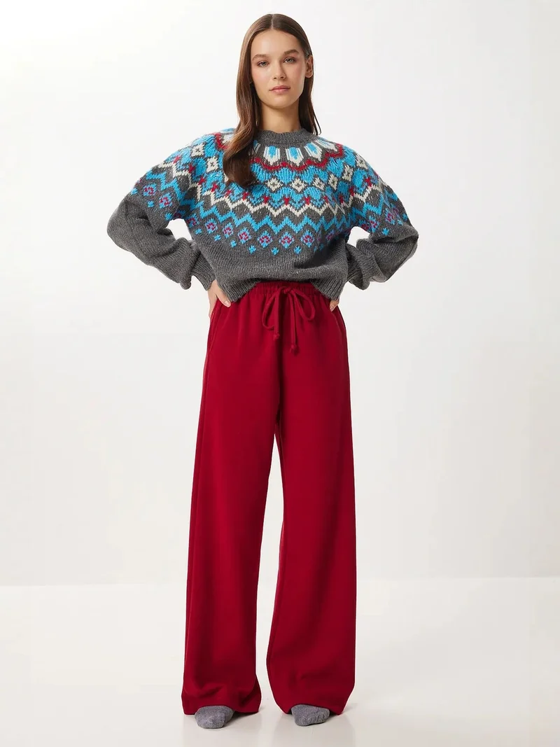 السعادة في إسطنبول ISTANBUL Wide Leg Jogger Pants with Drawstring Closure