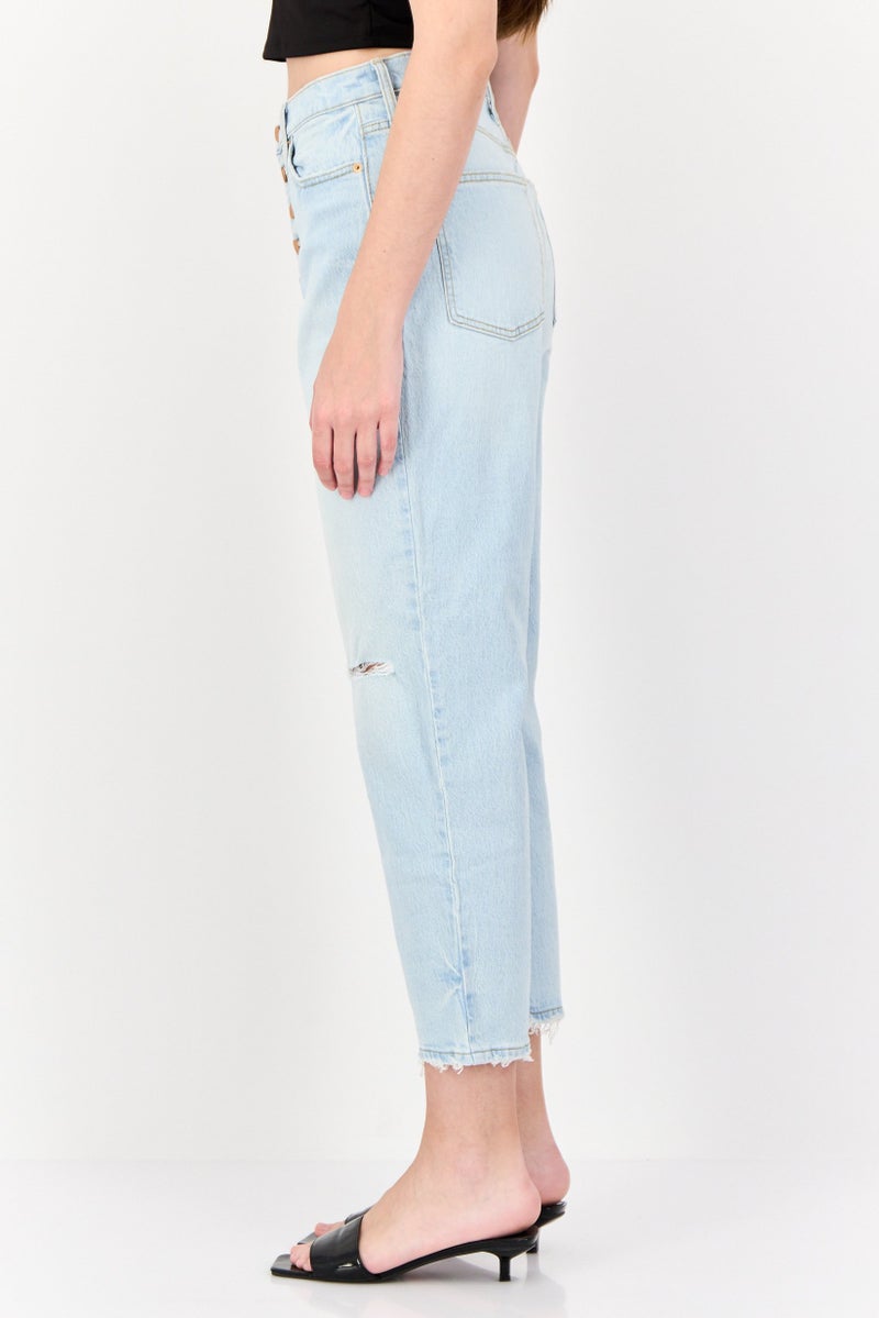 Universal Thread Women Regular Fit Ripped Stretchable Denim Jeans, Light Blue - Image 2