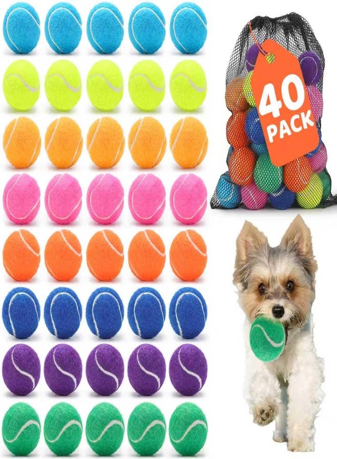 Zeefpod 40 Pack 2 Inch Dog Tennis Balls, Small Tennis Balls for Dogs, Dog Safe Non-Abrasive Felt, Bulk Puppy Tennis Ball Set for Small Dogs,with Mesh Bag for Easy Transport(Multicolor - Image 1