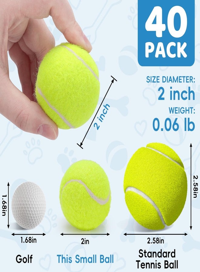 Zeefpod 40 Pack 2 Inch Dog Tennis Balls, Small Tennis Balls for Dogs, Dog Safe Non-Abrasive Felt, Bulk Puppy Tennis Ball Set for Small Dogs,with Mesh Bag for Easy Transport(Multicolor - Image 2