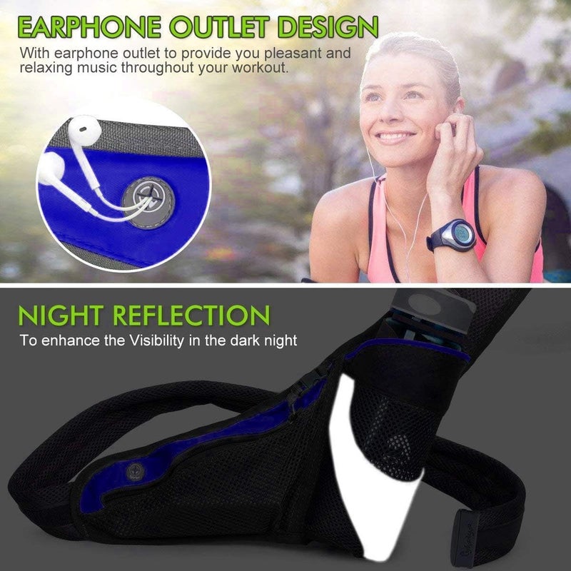 PYFK Running Belt Hydration Waist Pack with Water Bottle Holder for Men Women Waist Pouch Fanny Bag Reflective - Image 5