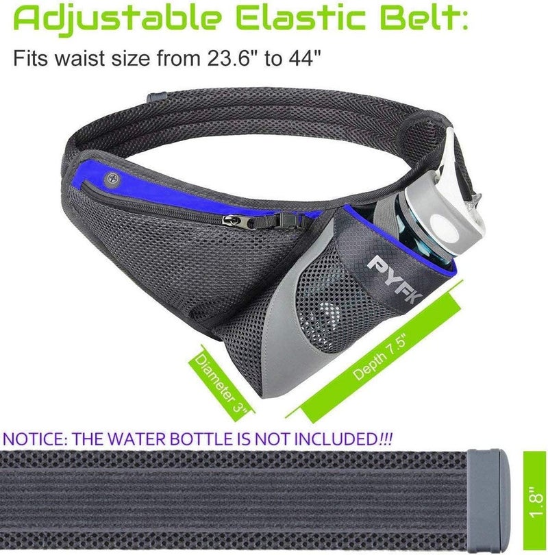 PYFK Running Belt Hydration Waist Pack with Water Bottle Holder for Men Women Waist Pouch Fanny Bag Reflective - Image 2