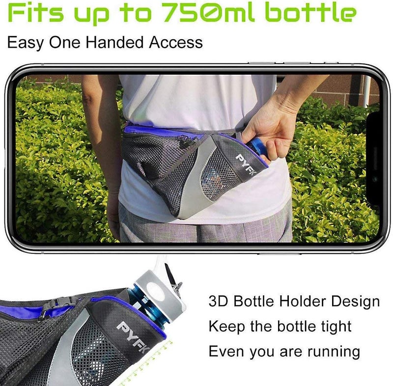 PYFK Running Belt Hydration Waist Pack with Water Bottle Holder for Men Women Waist Pouch Fanny Bag Reflective - Image 4