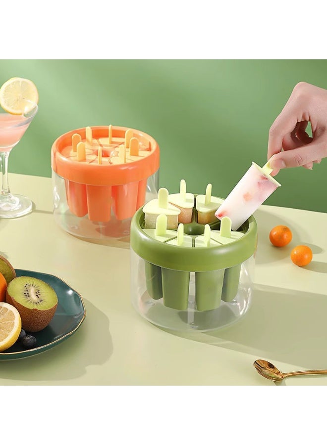 8 ice cream molds, easy to release popsicle molds, food grade materials, with circular ice shelves, reusable, BPA free children's popsicle making machine, DIY homemade popsicle molds - Image 1