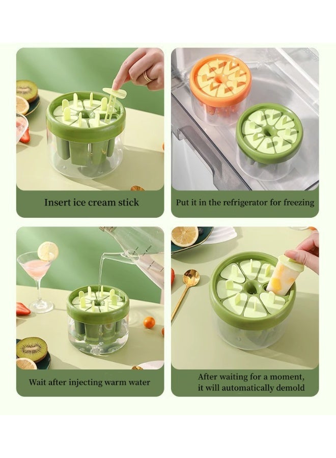 8 ice cream molds, easy to release popsicle molds, food grade materials, with circular ice shelves, reusable, BPA free children's popsicle making machine, DIY homemade popsicle molds - Image 3
