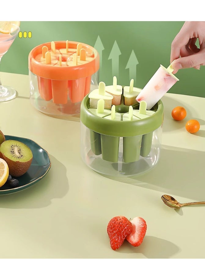 8 ice cream molds, easy to release popsicle molds, food grade materials, with circular ice shelves, reusable, BPA free children's popsicle making machine, DIY homemade popsicle molds - Image 4