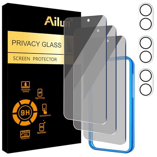 Ailun 3Pack Privacy Screen Protector for iPhone 16 Plus [6.7 inch]+3Pack Camera Lens Protector,Dynamic Island Compatible,Anti Spy Private Tempered Glass[9H Hardness] - Image 1