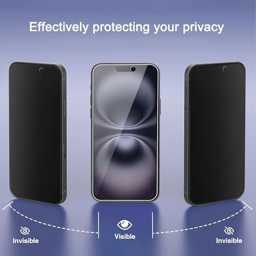 Ailun 3Pack Privacy Screen Protector for iPhone 16 Plus [6.7 inch]+3Pack Camera Lens Protector,Dynamic Island Compatible,Anti Spy Private Tempered Glass[9H Hardness] - Image 2