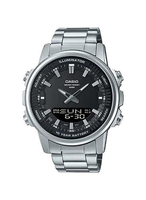 Analog & Digital Stainless Steel Wrist Watch AMW-880D-1AVDF - 52mm - Silver