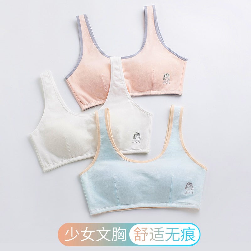 Summer Light Fabric Youth Vest Teen Girls Bra Tank light pink