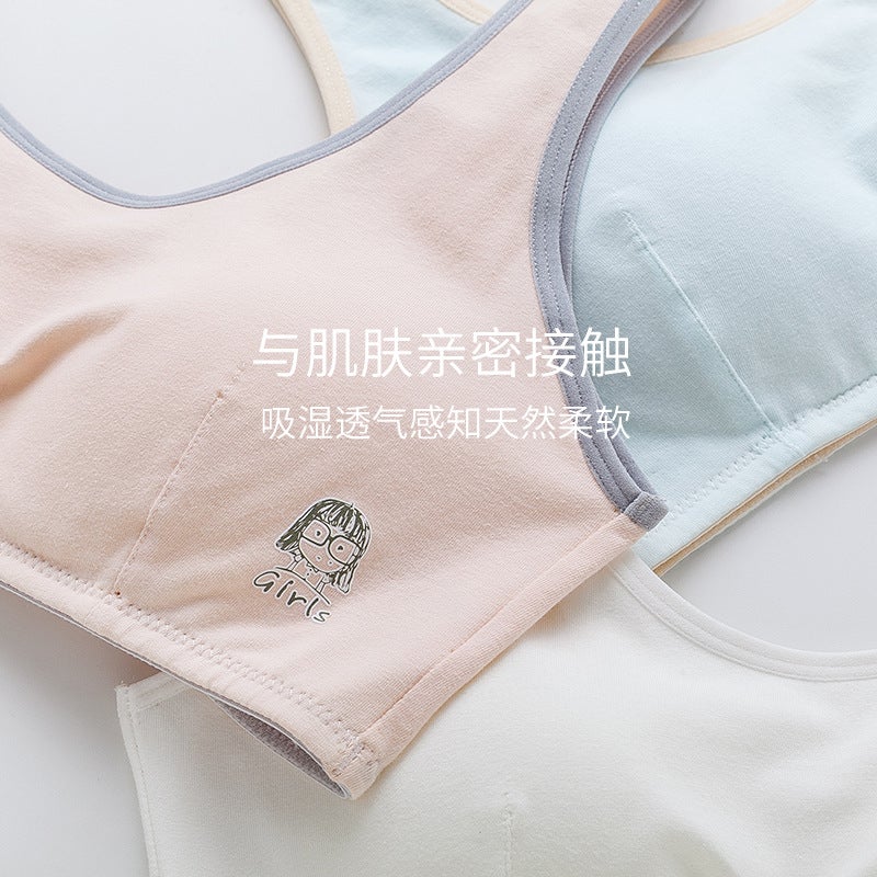 Summer Light Fabric Youth Vest Teen Girls Bra Tank light pink