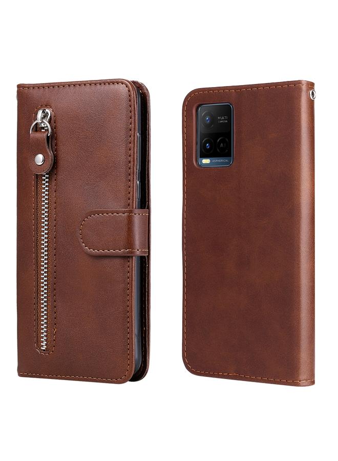 erorex Case For vivo Y21 / Y21S / Y33S Fashion Calf Texture Zipper Horizontal Flip Leather Phone Case - Image 1