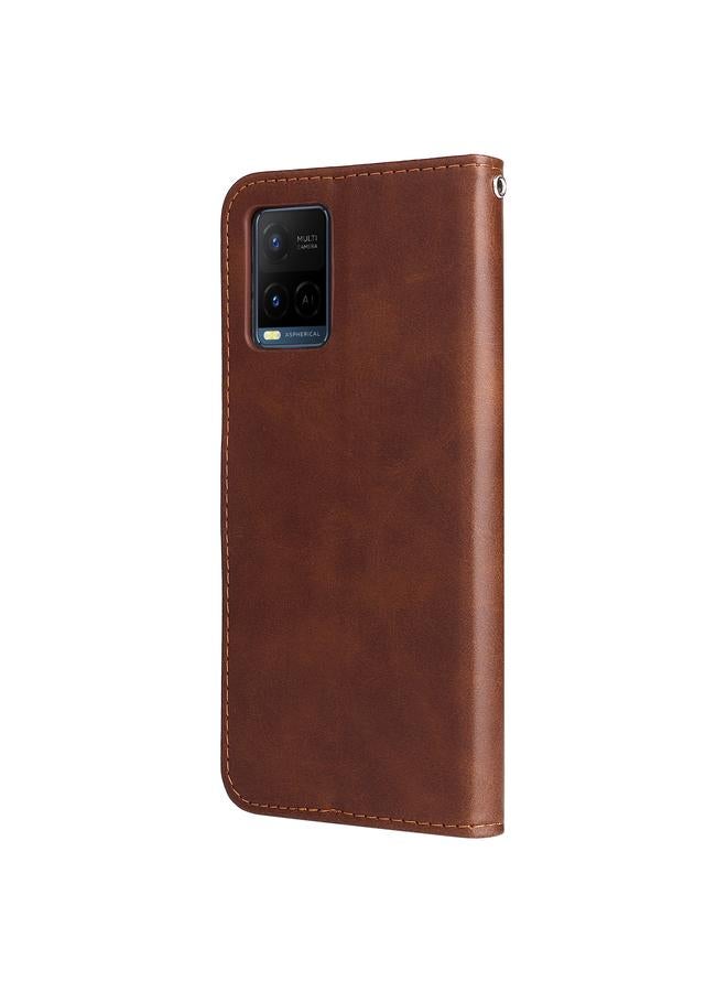 erorex Case For vivo Y21 / Y21S / Y33S Fashion Calf Texture Zipper Horizontal Flip Leather Phone Case - Image 3