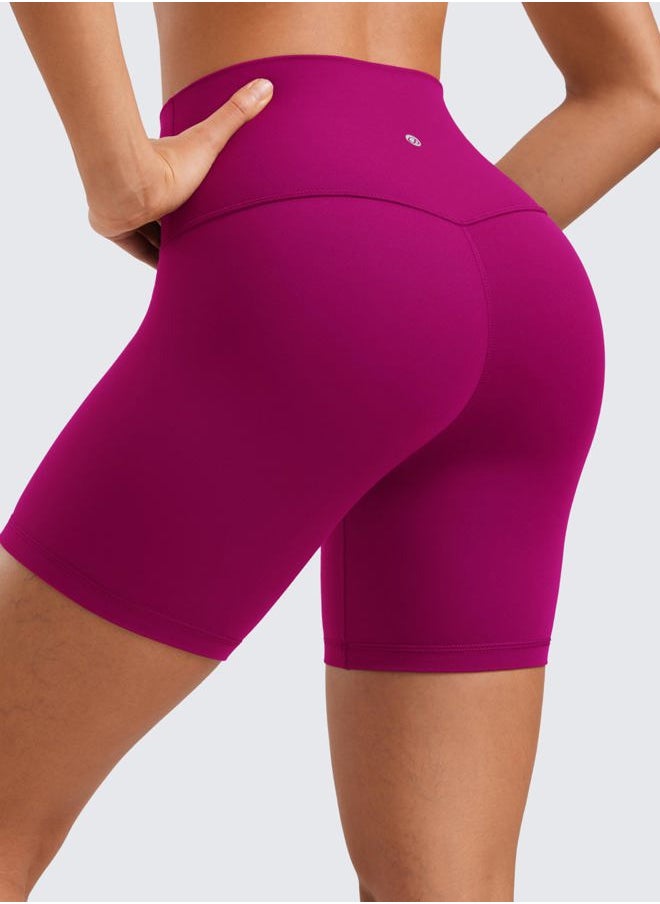 CRZ YOGA - Womens ButterLuxe Biker Shorts 6 Inches - High Waisted Workout Running Volleyball Spandex Yoga Magenta Purple Medium - Image 1