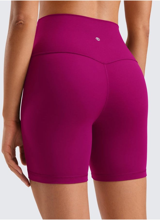 CRZ YOGA - Womens ButterLuxe Biker Shorts 6 Inches - High Waisted Workout Running Volleyball Spandex Yoga Magenta Purple Medium - Image 1