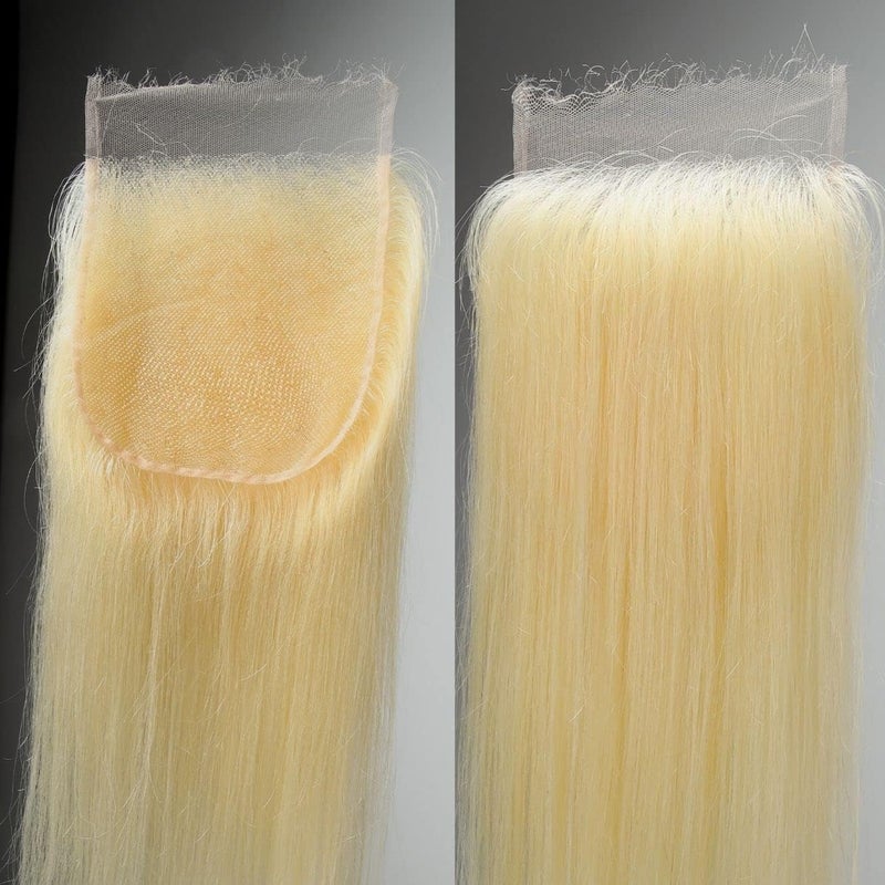 BEEOS Skinlike Real HD Lace Closure Only, 613 Blonde 6x6 Ultimate Virgin Human Hair Invisible HD Lace Closure Pre Plucked Natural Hairline Silky Straight 14 Inch - Image 4