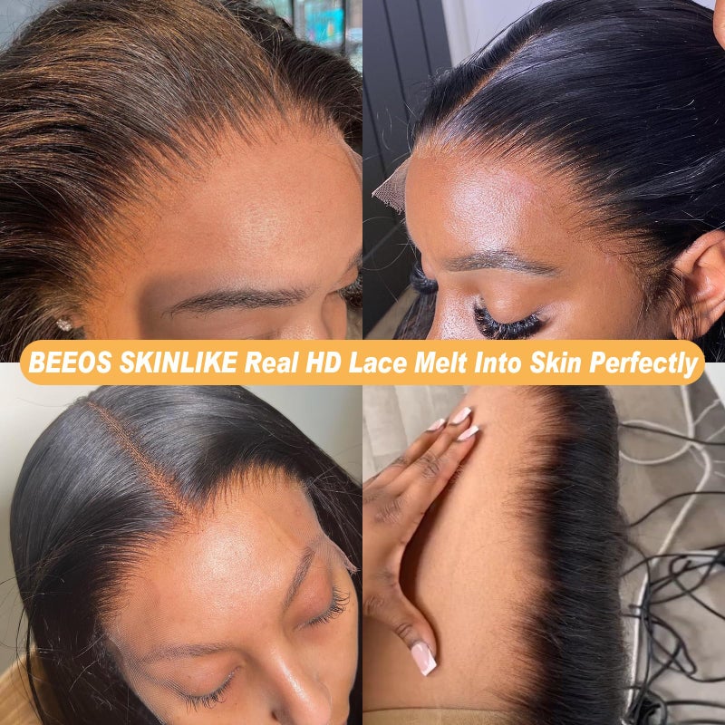 BEEOS Skinlike Real HD Lace Closure Only, 613 Blonde 6x6 Ultimate Virgin Human Hair Invisible HD Lace Closure Pre Plucked Natural Hairline Silky Straight 14 Inch - Image 3