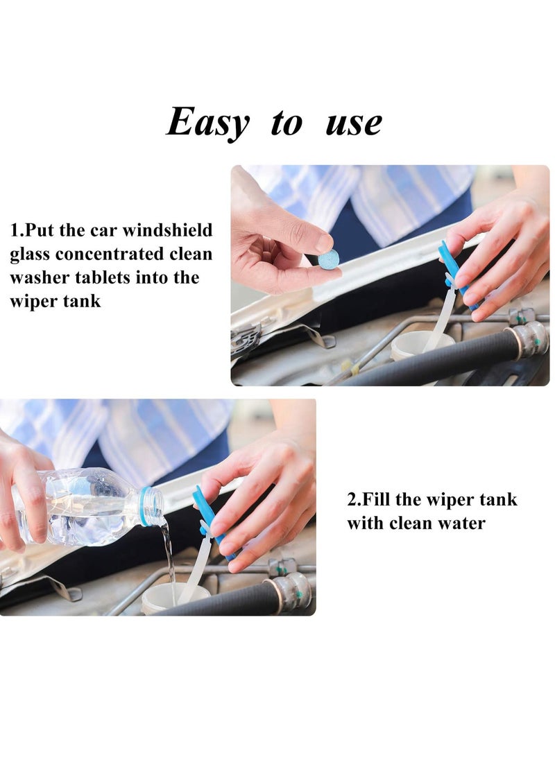 50 Pieces Car Windshield Glass Concentrated Washer Tablets Solid Car Effervescent Tablets Glass Solid Wiper Cleaning Tablets for Car Kitchen Window