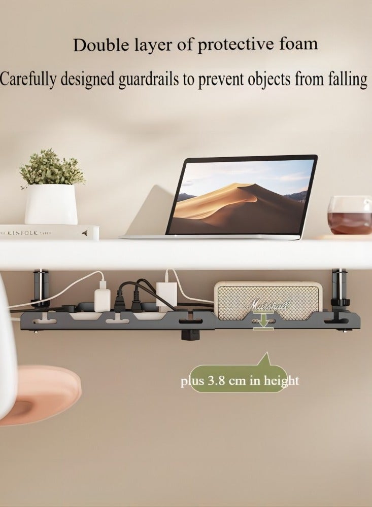 يمكن لدرج إدارة الكابلات تحت DESK ، تخزينًا قويًا للغاية تحت DESK ، الحفاظ على كبلات سطح المكتب أنيقة ، رف سلك الكربون القابل للتعديل ، فتحة سلكية سلكية ، رف تخزين الأسلاك الخالية من الثقب. - Image 1