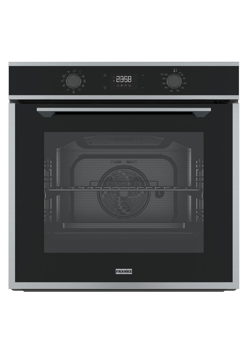 franke Built-in Electric Oven 60 cm 71 Liters 11 Functions Grill 3300W Pyrolytic Cleaning Soft Close Door Stainless Steel FMA 97 P XS - Image 1