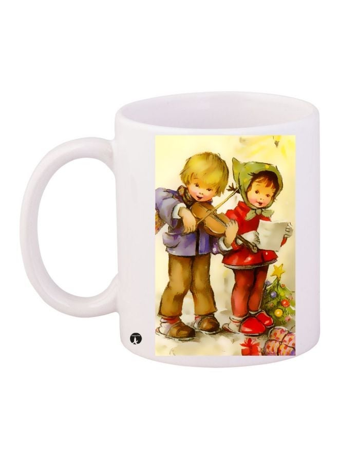 Children Printed Coffee Mug White/Red/Beige 11ounce