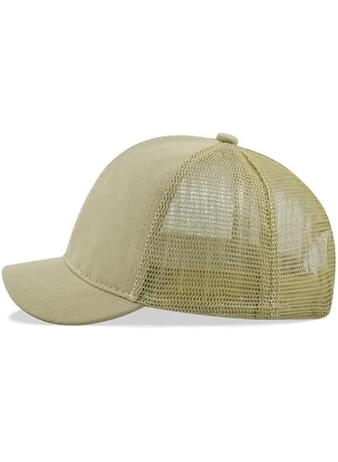 Short Brim Mesh-Back Baseball Cap Adjustable Washed Breathable Cotton Unconstructed Plain Dad Hat for Men Women - Image 5