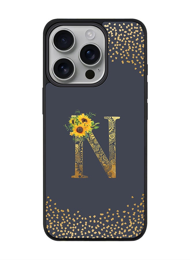 Stylizedd For iPhone 16 Pro Case [Compatible with MagSafe] Slim Magnetic cover Phone Case iPhone 16 Pro -Custom Floral Monogram - N (Grey ) - Image 1