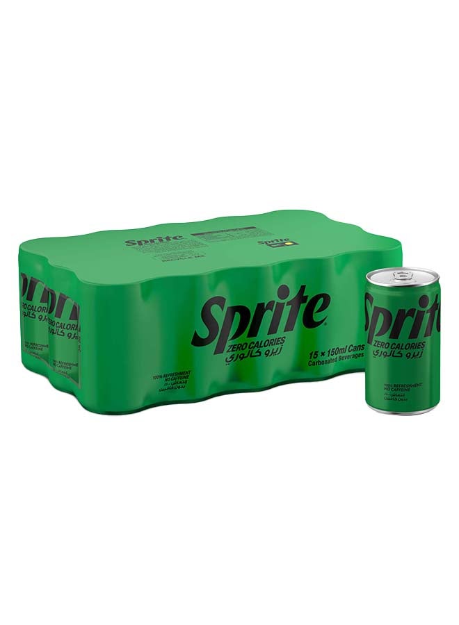 Sprite Zero Lemon Lime Carbonated Soft Drink Can Pack 15 x 150ml