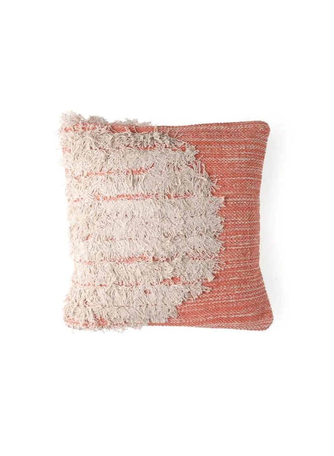 Sanskrutihomes Orange 100% Cotton Handmade Cushion Cover, Large