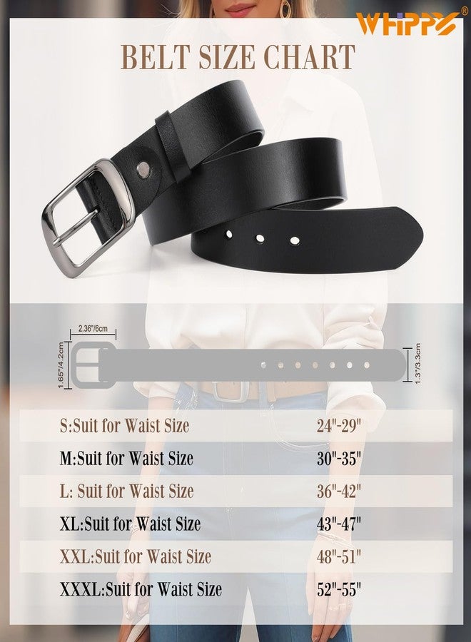 WHIPPY Women Leather Belts for Jeans Pants Fashion Dress Belt for Women with Solid Pin Buckle, Black, M - Image 4