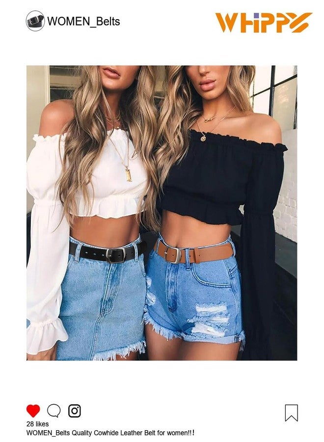 WHIPPY Women Leather Belts for Jeans Pants Fashion Dress Belt for Women with Solid Pin Buckle, Black, M - Image 5