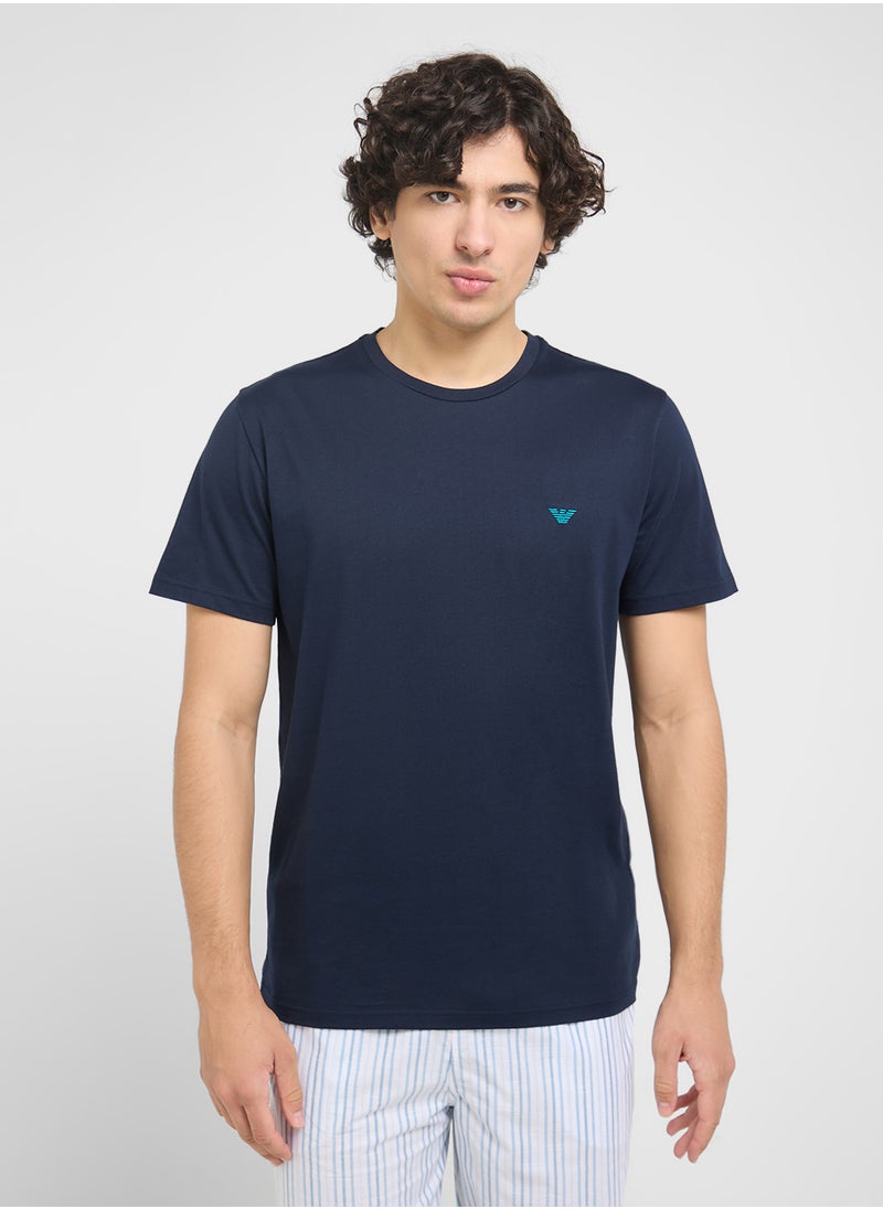 EMPORIO ARMANI Crew Neck T-Shirt & Logo Band Shorts  - Image 3