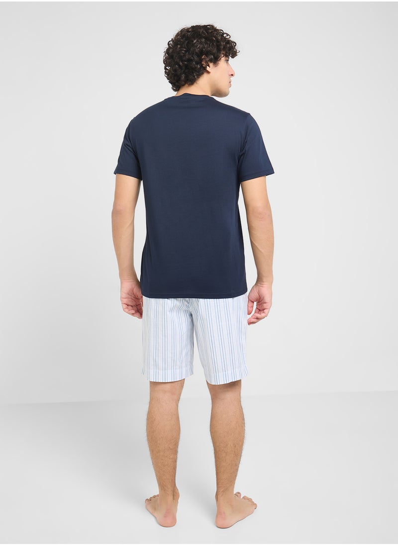 EMPORIO ARMANI Crew Neck T-Shirt & Logo Band Shorts  - Image 2