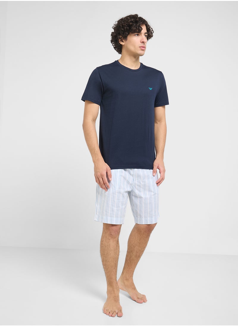 EMPORIO ARMANI Crew Neck T-Shirt & Logo Band Shorts  - Image 5