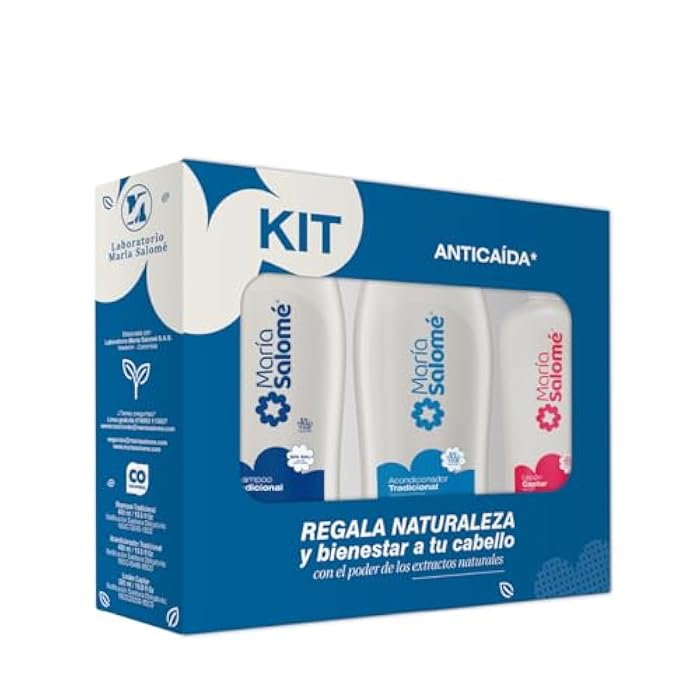 Maria Salome Hair Loss Prevention kit of Shampoo 13.5 fl.oz. - Conditioner 13.5fl.oz. - Lotion 11.8 fl.oz. Natural Products for Thinning Hair - Image 1