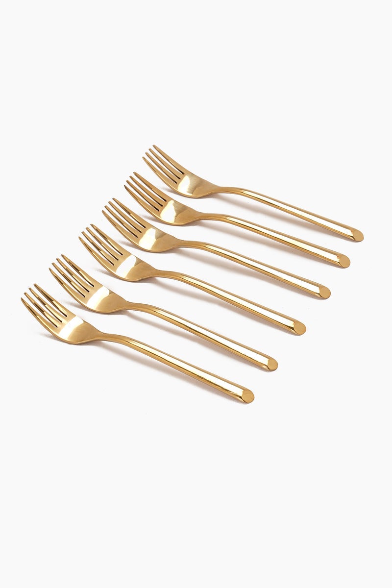 Carina 6 Piece Small Fork Set - Gold - Image 2