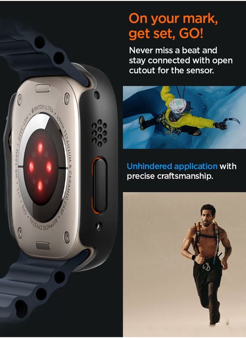 Waldic - Apple Watch Ultra 2/Ultra (49mm) Protective Case with Screen Protector | Sport Rugged Bumper Designed For Apple Watch Ultra 2/Ultra (49mm) | Case Built In 9H Tempered Glass Screen Protector, Hard PC Protective Case Cover - Black - Image 1