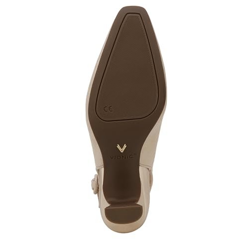 Vionic Women's Sirah Perris Comfortable Kitten Heels- Supportive Backstrap Square Toe Comfort Shoes Gold Metallic Leather 6.5 Medium - Image 5
