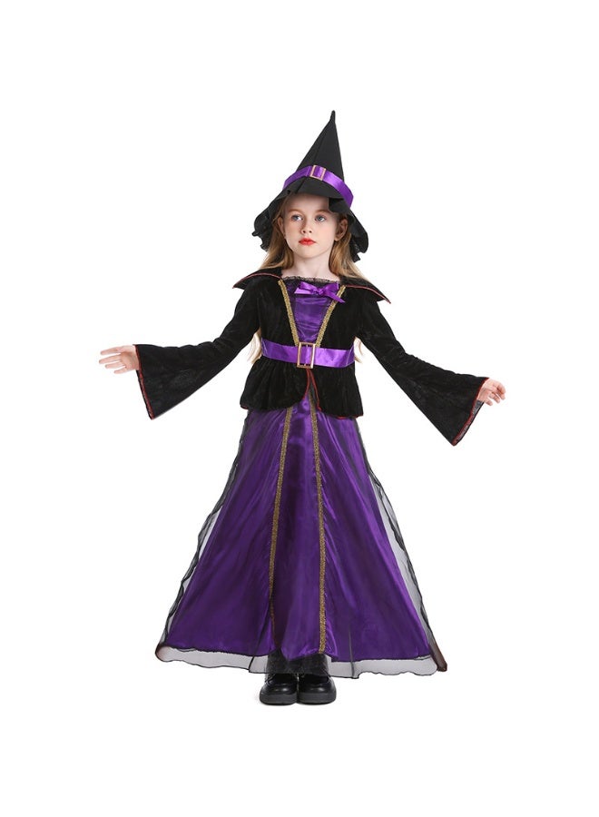 NIBEMINENT Halloween costume: Purple girl, export-style witch long dress with cape, stage performance holiday costume - Image 1