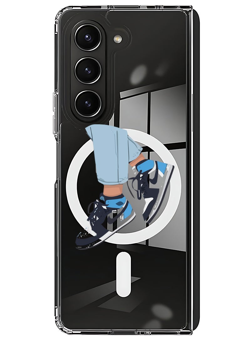 Theodor Magnetic Case for Samsung Galaxy Z Fold 5 Compatible with MagSafe Wireless Charging, Shockproof Phone Bumper Cover Sneakers - Image 1