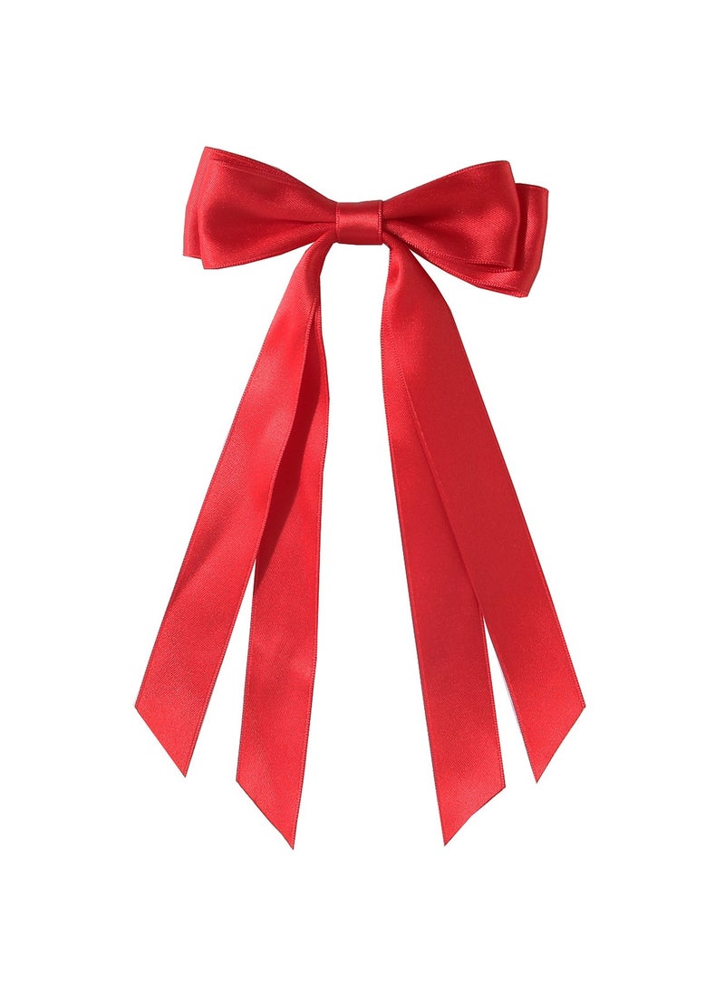 Folanry Hair Bows Ribbon, 6 Pcs Long Silky Satin Hair Bows Hair Clip for Women Girls, Bowknot Hair Clips Barrettes with Small Long Tail Solid Satin Hair Accessories  - Image 5