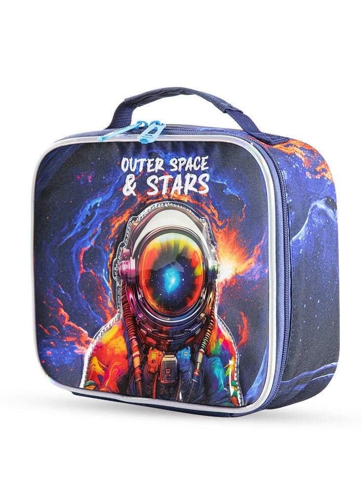 Eazy Kids Set of 3 Bags 16 Inch Trolley School Bag With Lunch Bag And Pencil Case Outer Space - Blue  - Image 5