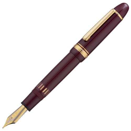Wikult Yongsheng Junlai 930 Acrylic Fountain Pen Size 9 Broad Nib with Piston Filling System Wine Red Fence Ink Tank with Torpedo Shape Design Large Hand Pen Gold Trim - Image 3