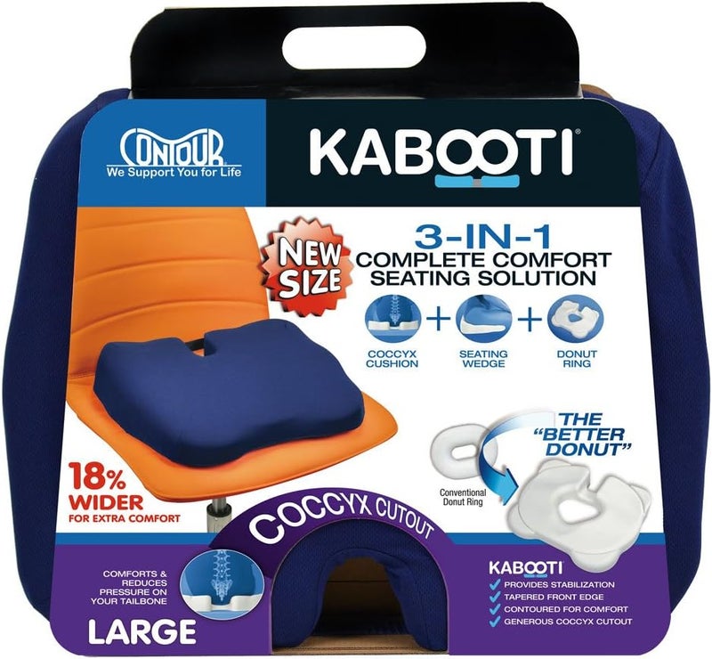 Contour Products Kabooti Coccyx Foam Seat Cushion, Navy, Large - Image 1