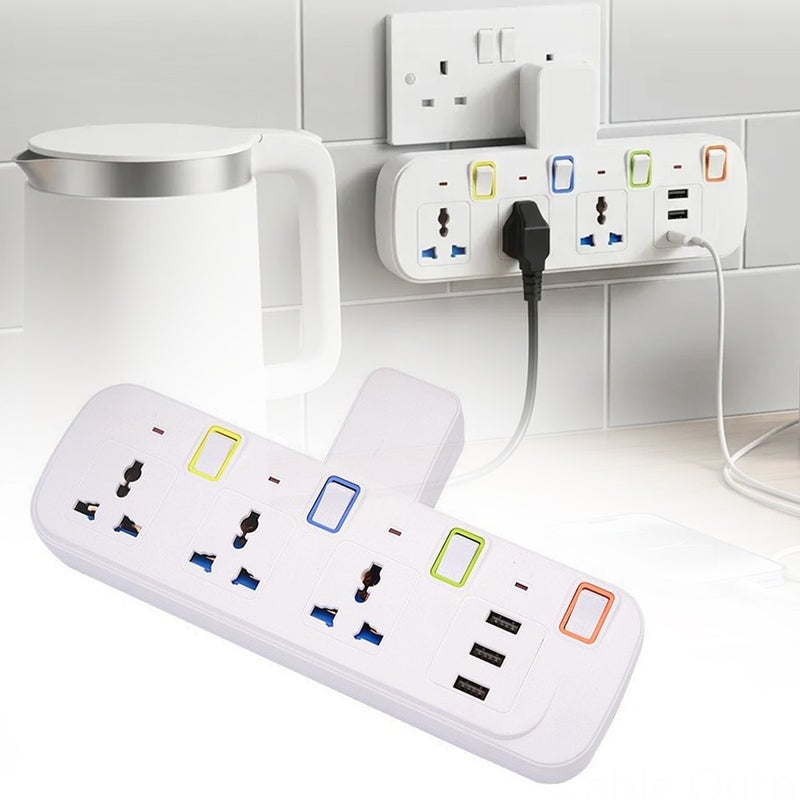 6-in-1 Multi Plug Extension 3 Way 3 USB with Individual Switched Wall Socket - Image 2