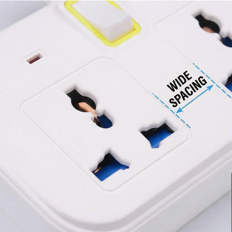 6-in-1 Multi Plug Extension 3 Way 3 USB with Individual Switched Wall Socket - Image 3