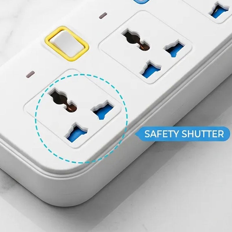 6-in-1 Multi Plug Extension 3 Way 3 USB with Individual Switched Wall Socket - Image 4