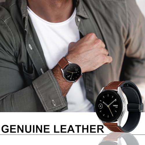 WestEagle Magnetic Leather Band Compatible with Samsung Galaxy Watch 7/6/5/4/Active 2 40mm 44mm/Watch 6 Classic 43mm 47mm/Watch 5 Pro 45mm/Watch 4 Classic 42mm 46mm, 20mm Strap for Men - Image 2