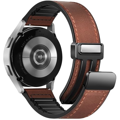 WestEagle Magnetic Leather Band Compatible with Samsung Galaxy Watch 7/6/5/4/Active 2 40mm 44mm/Watch 6 Classic 43mm 47mm/Watch 5 Pro 45mm/Watch 4 Classic 42mm 46mm, 20mm Strap for Men - Image 1